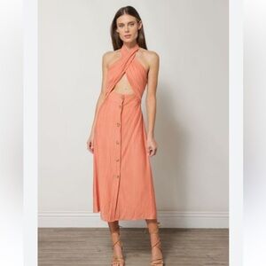 Karina Midi Dress in Salmon by Revolve